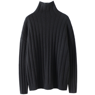 气质神版！男女同款！加厚100%山羊绒衫女粗棒针织高领羊绒毛衣