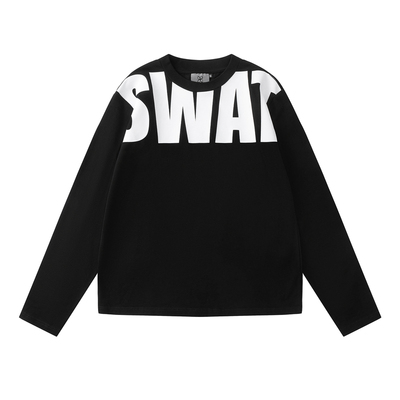 CROSSHARI潮牌SWAT印花款黑色长袖T恤卫衣 春夏宽松男女通用百搭
