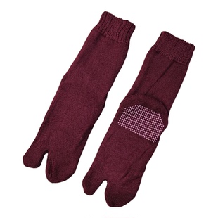 冬季二指袜女中筒加厚全毛圈拉绒保暖点胶两趾袜分指袜日单木屐袜