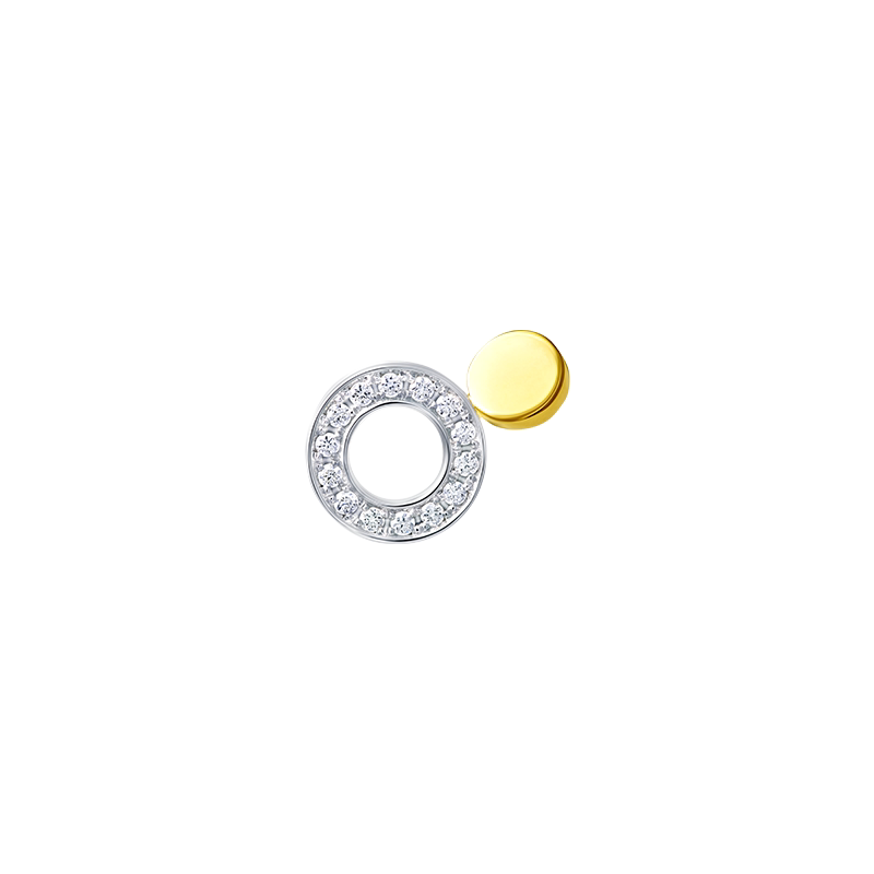 AHKAH官方旗舰店 elements duo 18K黄金铂金钻石单边耳环