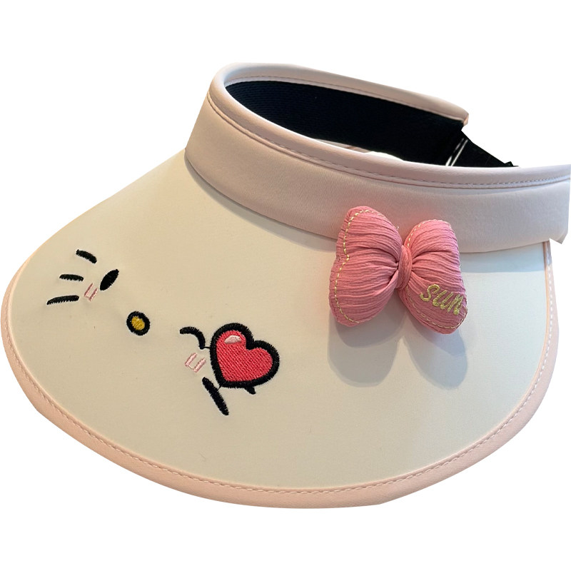 少女风猫咪空顶大沿防晒遮阳帽