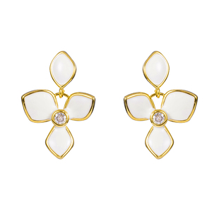 绝美珐琅滴釉奶黄花瓣气质耳饰无耳洞女蚊香盘耳夹复古轻奢高级感