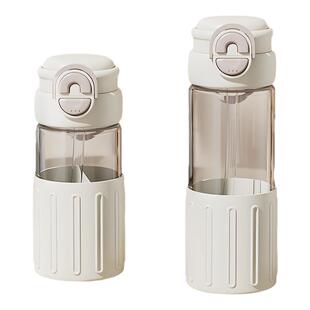 高硼硅玻璃杯女高颜值耐高温双饮水杯刻度吸管杯孕妇产妇专用水杯