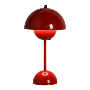 台灯红色花苞灯陪嫁长明灯结婚一对丹麦复古蘑菇灯高级卧室床头灯