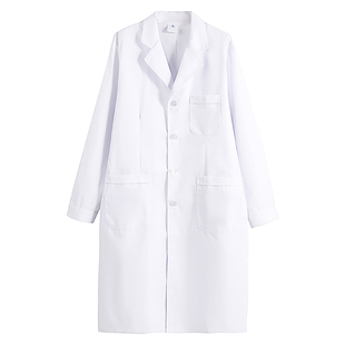 菱泉纯棉白大褂长袖工作服女男医生护士加厚医师服白全棉定制大码