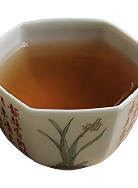赋山叙官方丨盆花清供诗文六方杯景德镇主人杯单杯功夫品茗茶杯小