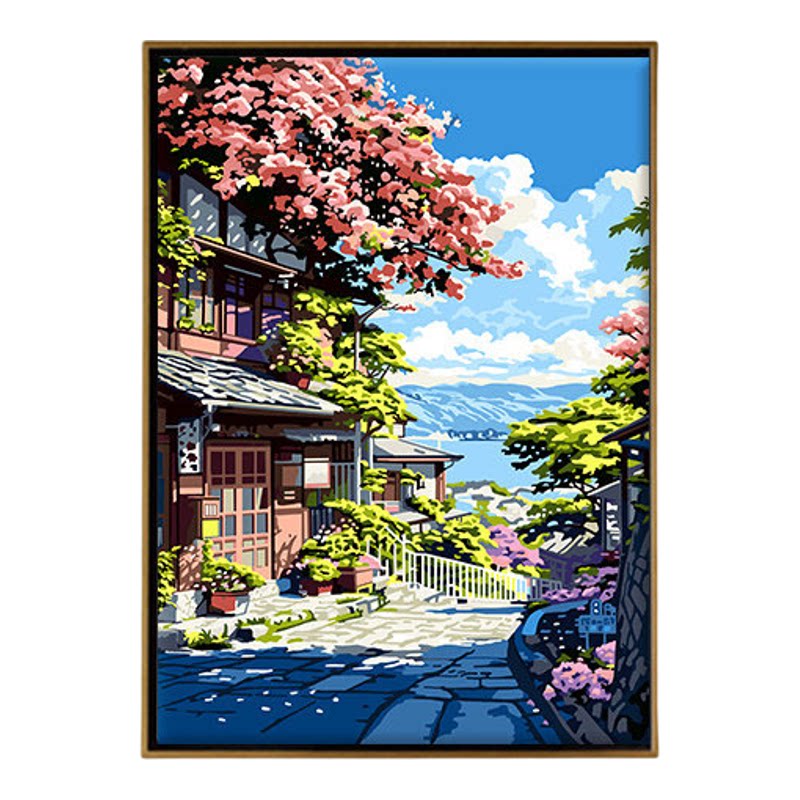 数字油画DIY填色画手工涂色画画填充油彩画客厅装饰画宫崎骏小巷