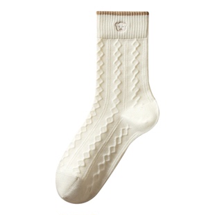 诸暨袜业袜子女秋冬季中筒袜抗菌防臭棉袜美拉德黑白色长筒袜