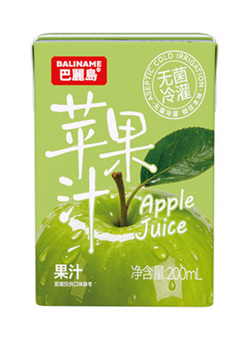 巴丽岛100%青苹果汁200ml*12盒