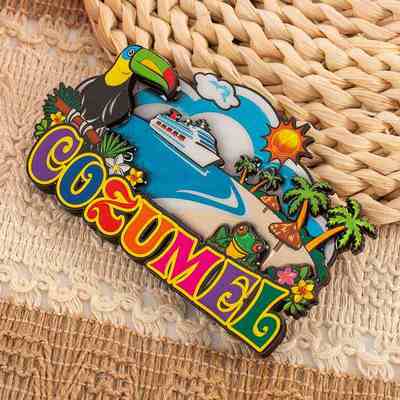 墨西哥跨境系列科苏梅冰箱磁冰箱木质贴旅行吸景点贴纪念品尔岛