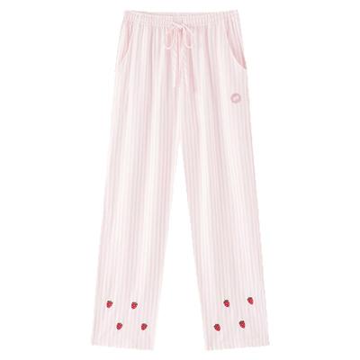 BE抗菌防螨纯棉草莓睡裤长裤女