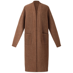 直降5折|歌莉娅男女款慵懒羊毛长开衫冬季保暖高级感长款外套