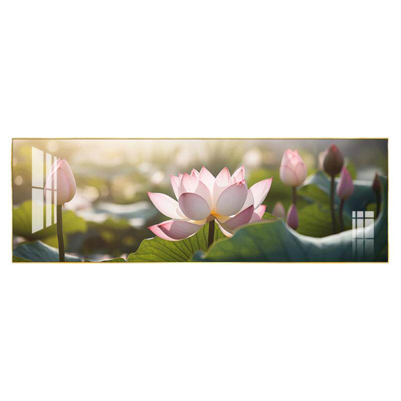 荷花装饰画主卧室床头背景墙挂画
