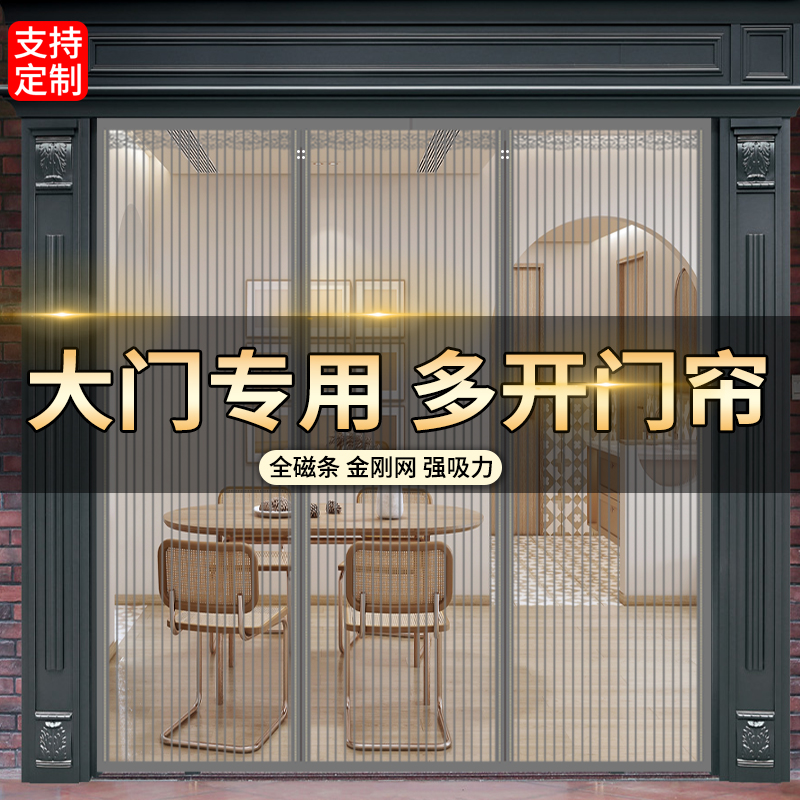金刚网农村大门防蚊门帘夏季别墅三扇双开纱窗2025新款全磁条侧开