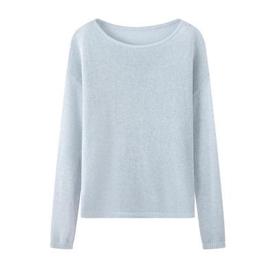 艾诺丝锦瑟长袖宽松薄款针织衫女