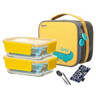 Glasslock盖朗韩国微波炉耐热玻璃便当盒儿童饭盒保鲜盒密封盒