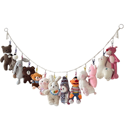 娃娃收纳墙上固定神器多夹挂绳