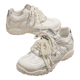 6cm内增高德训鞋女2026春季新款小白鞋厚底运动休闲板鞋白色鞋子