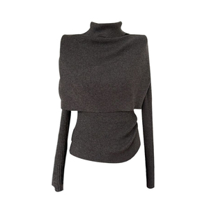 Classy girl 北平之秋 显瘦气质设计感羊毛斗篷两件式长袖针织衫