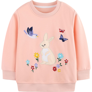小兔子女童不加绒卫衣可爱风贴身内搭儿童衣服纯棉中童上衣小衫薄