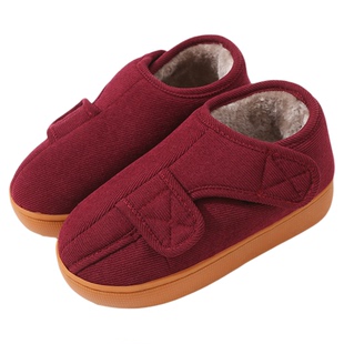 冬季加绒加厚软底中老年人棉鞋棉拖鞋脚肥胖宽肿宽松鞋老人专用鞋