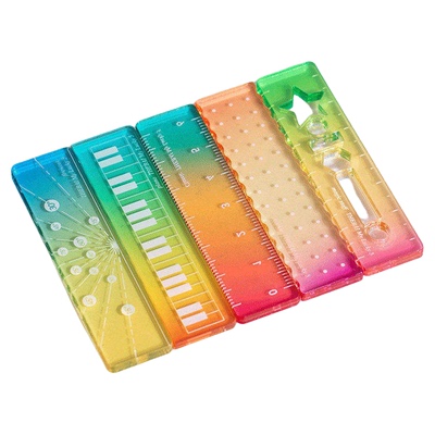 糖果色透明波浪迷你刻度尺手帐用