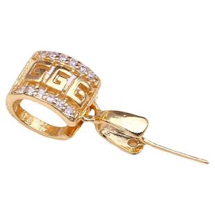 包邮925纯银扣头diy水晶吊坠扣瓜子斜孔玉器玉扣头翡翠金色项链扣