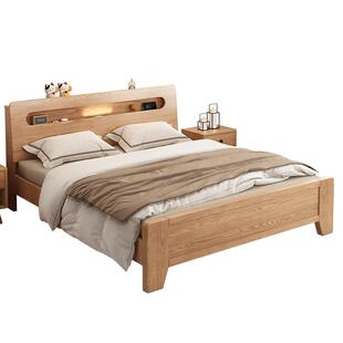 全实木床现代简约1米8主卧双人床1米5橡木床出租房用1米2单人床架