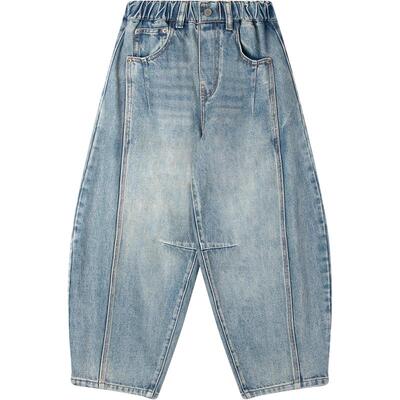 MUCMUKN童装 秋冬新款男女童裤子复古百搭弯刀牛仔裤宽松香蕉裤