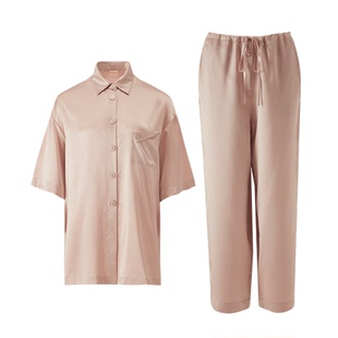 万事利真丝睡衣女夏100%桑蚕丝短袖两件套家居服丝绸可外穿 初夏