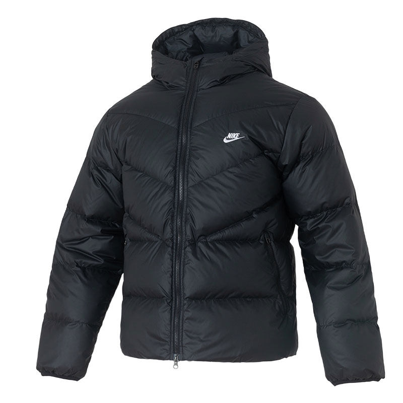 【自营】Nike耐克羽绒服男装新款黑色简约连帽休闲上衣保暖外套