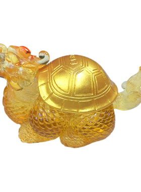 鎏金琉璃富甲天下龙龟摆件招财镇宅高档家居客厅装饰乔迁新居礼品