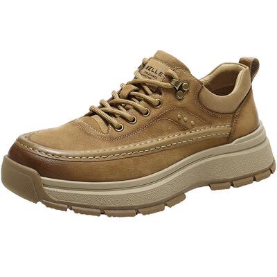 百丽男鞋厚底增高真牛皮休闲鞋男士26新款春季户外工装鞋A2281AM6