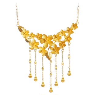 繁花似锦葫芦花项链女款仿真黄金项链花朵流苏拍摄道具结婚假三金