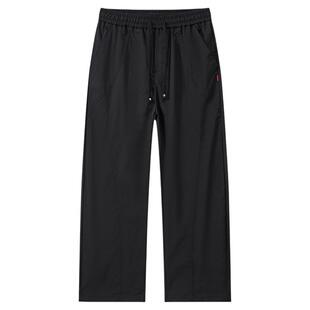 抽绳美式斜切休闲裤男款春秋季2026新款宽松直筒显瘦百搭工装长裤