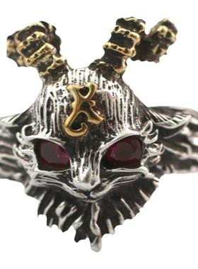 男女通用纯银复古魔法猫咪戒指