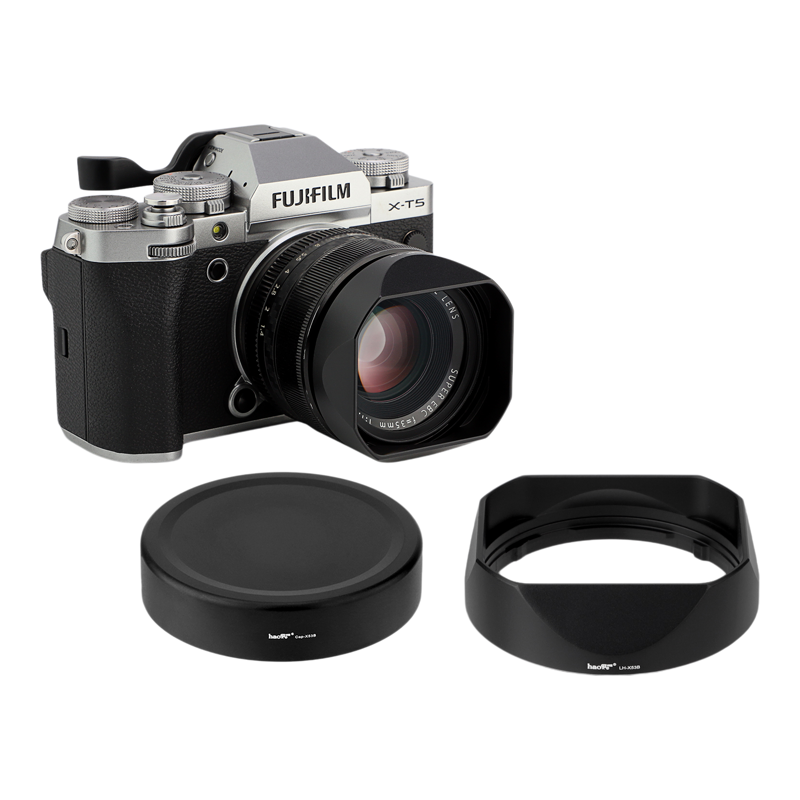 号歌新款方形金属遮光罩适用于富士XF35mmF1.4 R镜头XF18mm F2 R配金属盖Xpro3XE4XT50XT4XT5相机配件复古风