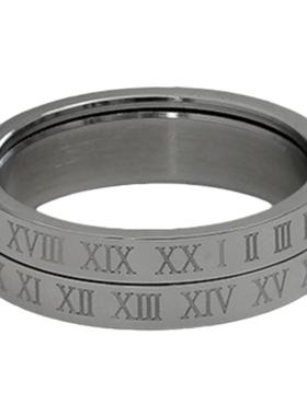 男女钛钢小众可转动戒指指环