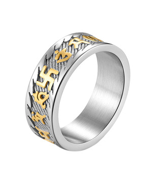 六字真言转运戒指潮男钛钢不掉色