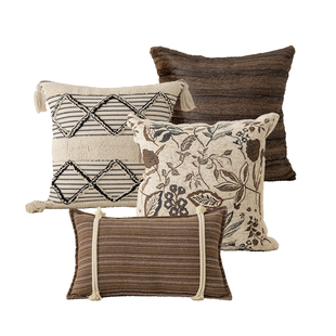 客厅沙发抱枕中古风腰枕仿皮草高级感枕套轻奢样板间靠枕床头靠垫