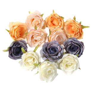 6cm仿真欧式玫瑰花头花朵 假花绢花 diy手作花环材料婚庆喜盒装饰