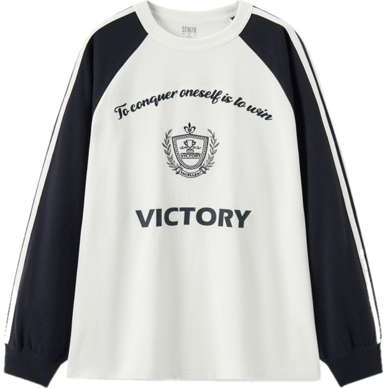 [商场同款]森马长袖T恤女中长款插肩袖刺绣2024新款oversize秋装