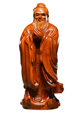 知府花梨木雕孔子像摆件实木雕像孔夫子佛像工艺礼品学送学校礼品