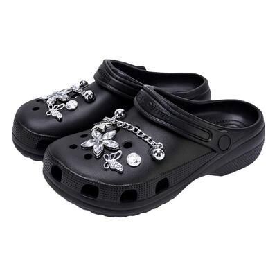 黑色洞洞鞋女款夏季外穿平底2026新款Y2K厚底eva沙滩凉拖鞋女云朵