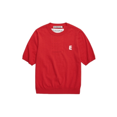 手工钩针字母圆领针织T恤