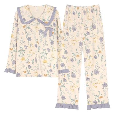 睡衣女纯棉长袖长裤家居服套装