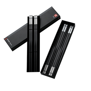 德国双立人筷子6双装家庭用高档防滑不锈钢镜面金属筷子套装