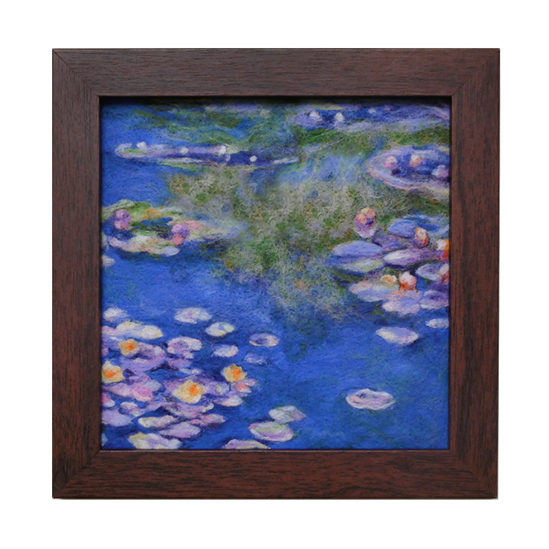 数绵羊羊毛毡戳戳乐diy材料包 莫奈睡莲相框画装饰摆件送情侣礼物