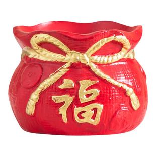 新居装饰摆件仿真假花花瓶发财福气桶乔迁结婚开业新年摆件大口径