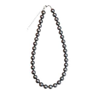 周也明星同款深灰色珍珠项链女轻奢小众高级感气质百搭锁骨毛衣链